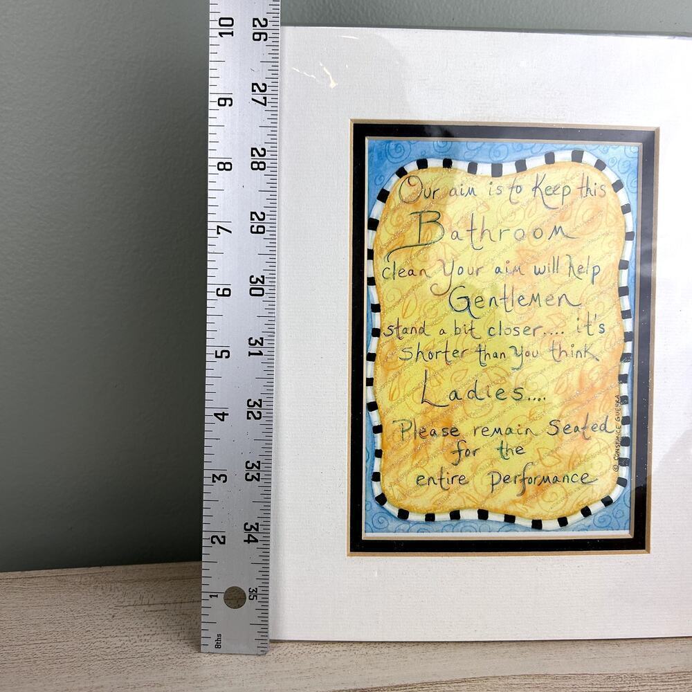Constance Guerra Art Funny Bathroom Sign Matted to 8" x 10" Unique Eclectic Home - Picture 5 of 9